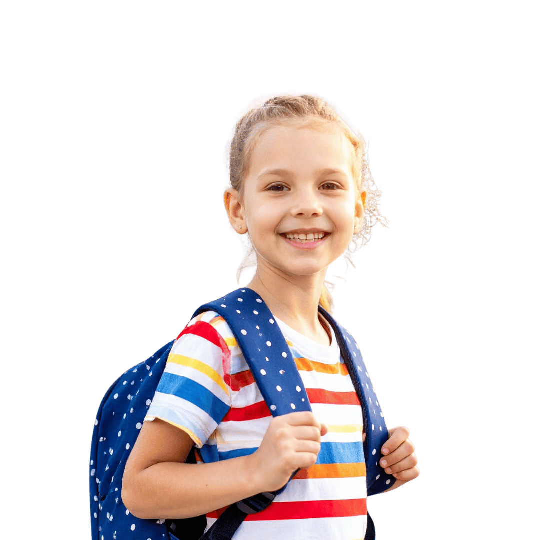 Smiling girl with backpack