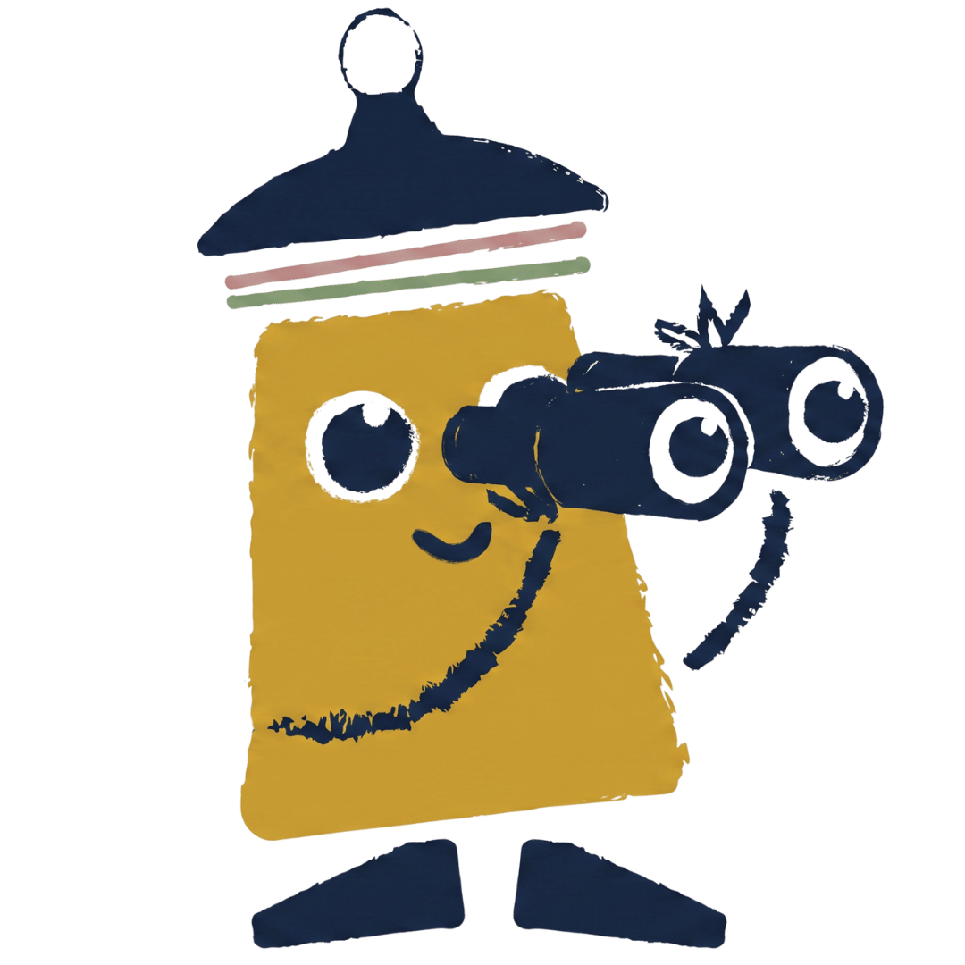 BrightPath Academy mascot looking through binoculars